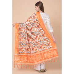 Mayawye Women's Art Silk Printed Dupatta (Orange, Length: 2.25 to 2.50 Mtr)