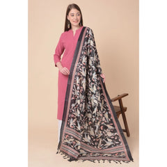 Mayawye Women's Art Silk Printed Dupatta (Black, Length: 2.25 to 2.50 Mtr)