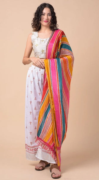 Mayawye Women's Chanderi Printed Dupatta (Multicolor, Length: 2.25 to 2.50 Mtr)