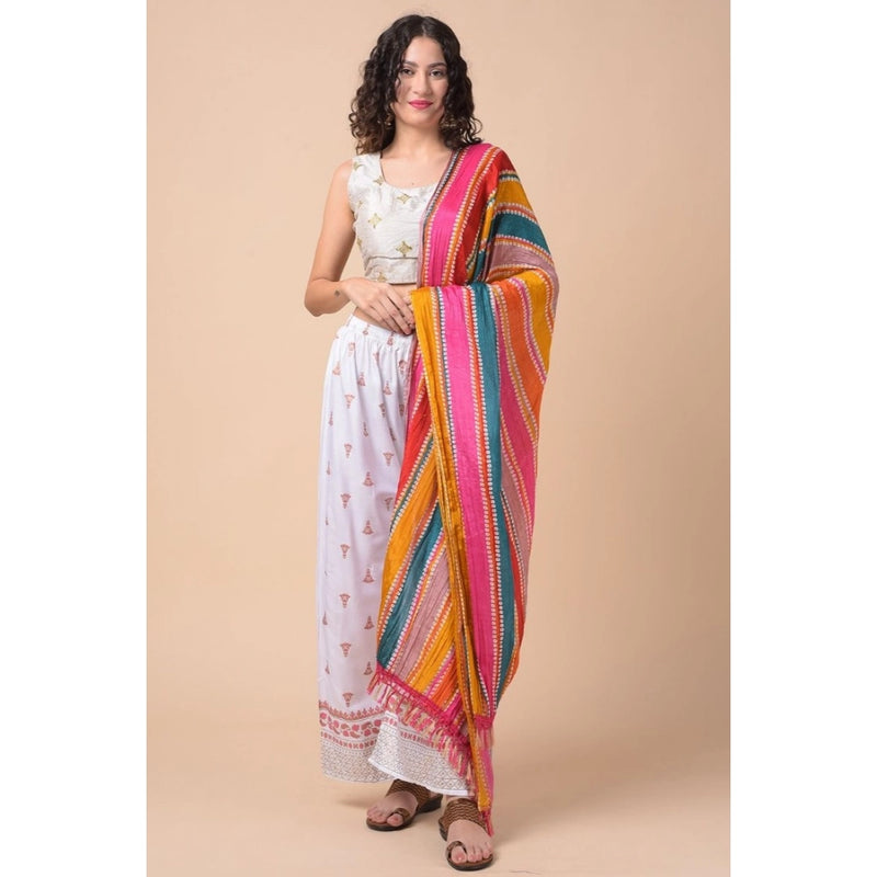 Mayawye Women's Chanderi Printed Dupatta (Multicolor, Length: 2.25 to 2.50 Mtr)