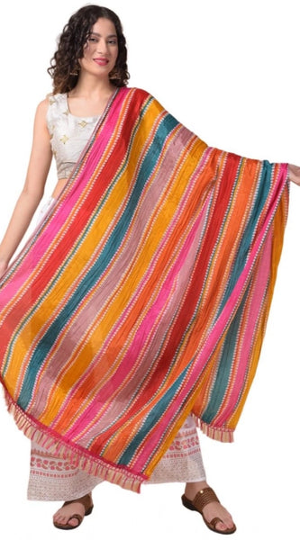 Mayawye Women's Chanderi Printed Dupatta (Multicolor, Length: 2.25 to 2.50 Mtr)
