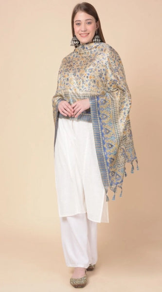 Mayawye Women's Art Silk Printed Dupatta (Grey, Length: 2.25 to 2.50 Mtr)