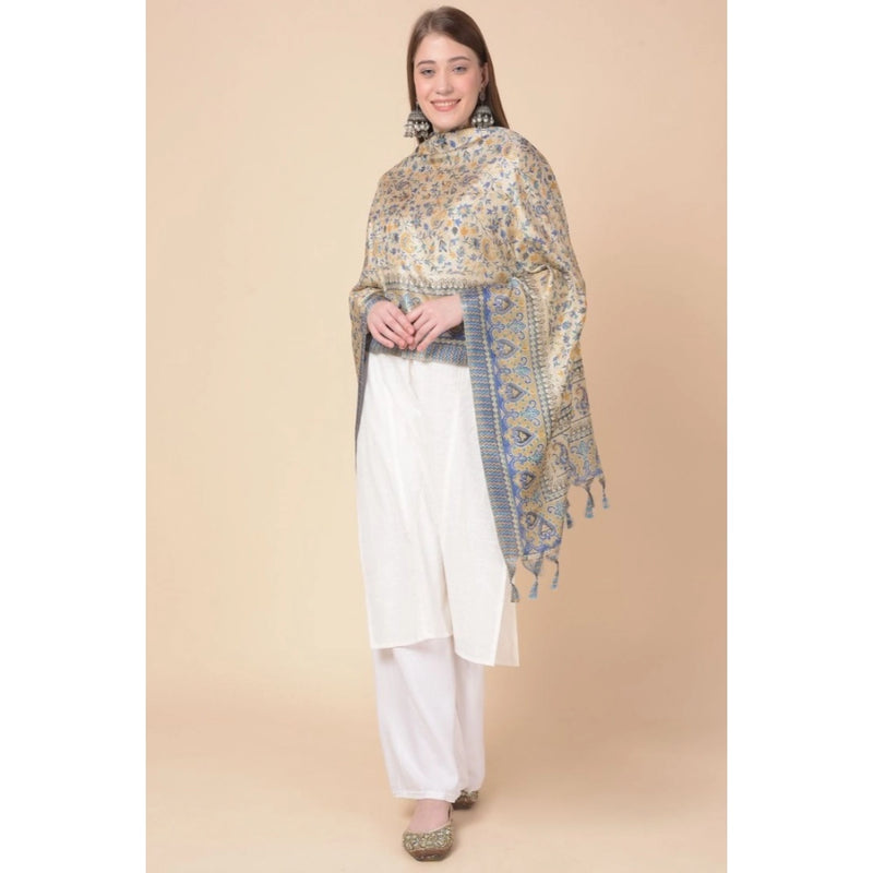 Mayawye Women's Art Silk Printed Dupatta (Grey, Length: 2.25 to 2.50 Mtr)
