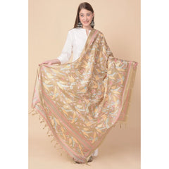 Mayawye Women's Art Silk Printed Dupatta (Light Brown, Length: 2.25 to 2.50 Mtr)