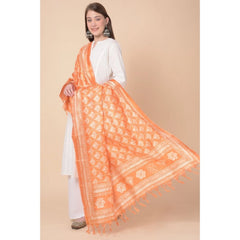Mayawye Women's Art Silk Printed Dupatta (Orange, Length: 2.25 to 2.50 Mtr)