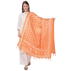 Mayawye Women's Art Silk Printed Dupatta (Orange, Length: 2.25 to 2.50 Mtr)