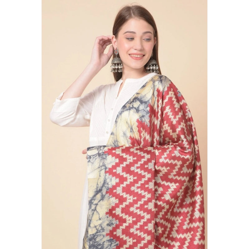 Mayawye Women's Art Silk Printed Dupatta (Maroon, Length: 2.25 to 2.50 Mtr)