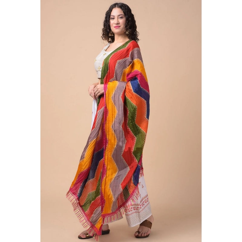 Mayawye Women's Chanderi Printed Dupatta (Multicolor, Length: 2.25 to 2.50 Mtr)