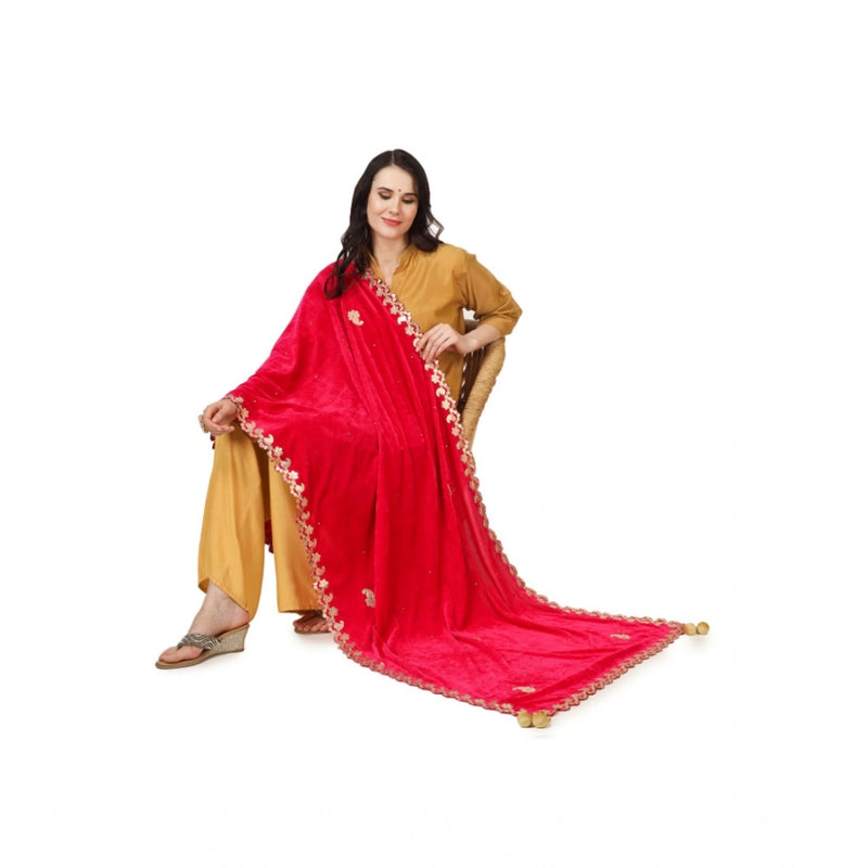 Mayawye Women's Velvet Gotta Patti Dupatta (Pink, Length: 2.25 to 2.50 Mtr)