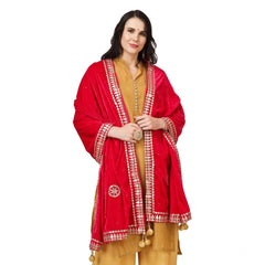 Mayawye Women's Velvet Gotta Patti Dupatta (Pink, Length: 2.25 to 2.50 Mtr)