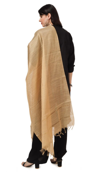 Mayawye Women's Chanderi Solid Dupatta (Gold, Length: 2.25 to 2.50 Mtr)