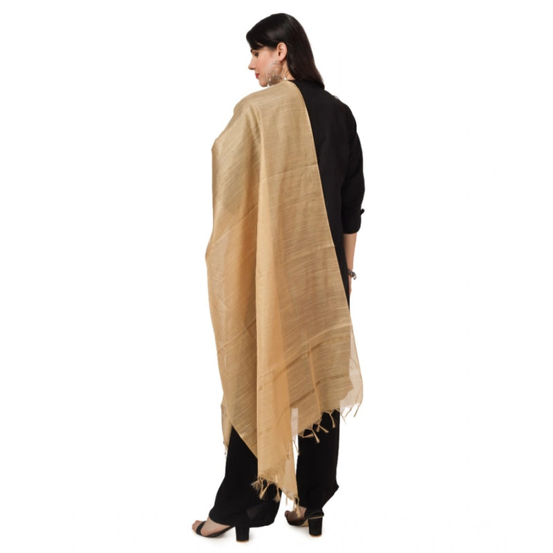 Mayawye Women's Chanderi Solid Dupatta (Gold, Length: 2.25 to 2.50 Mtr)