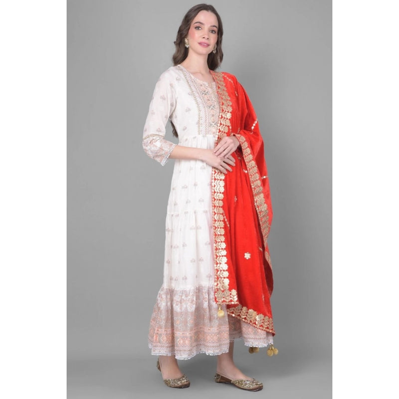 Mayawye Women's Velvet Gotta Patti Dupatta (Red, Length: 2.25 to 2.50 Mtr)