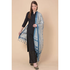 Mayawye Women's Art Silk Printed Dupatta (Turquoise, Length: 2.25 to 2.50 Mtr)