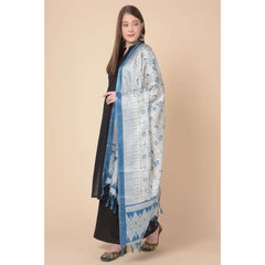 Mayawye Women's Art Silk Printed Dupatta (Turquoise, Length: 2.25 to 2.50 Mtr)
