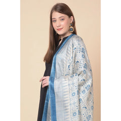 Mayawye Women's Art Silk Printed Dupatta (Turquoise, Length: 2.25 to 2.50 Mtr)