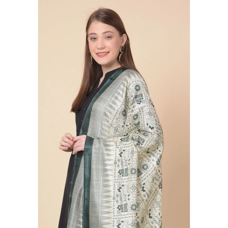Mayawye Women's Art Silk Printed Dupatta (Grey, Length: 2.25 to 2.50 Mtr)