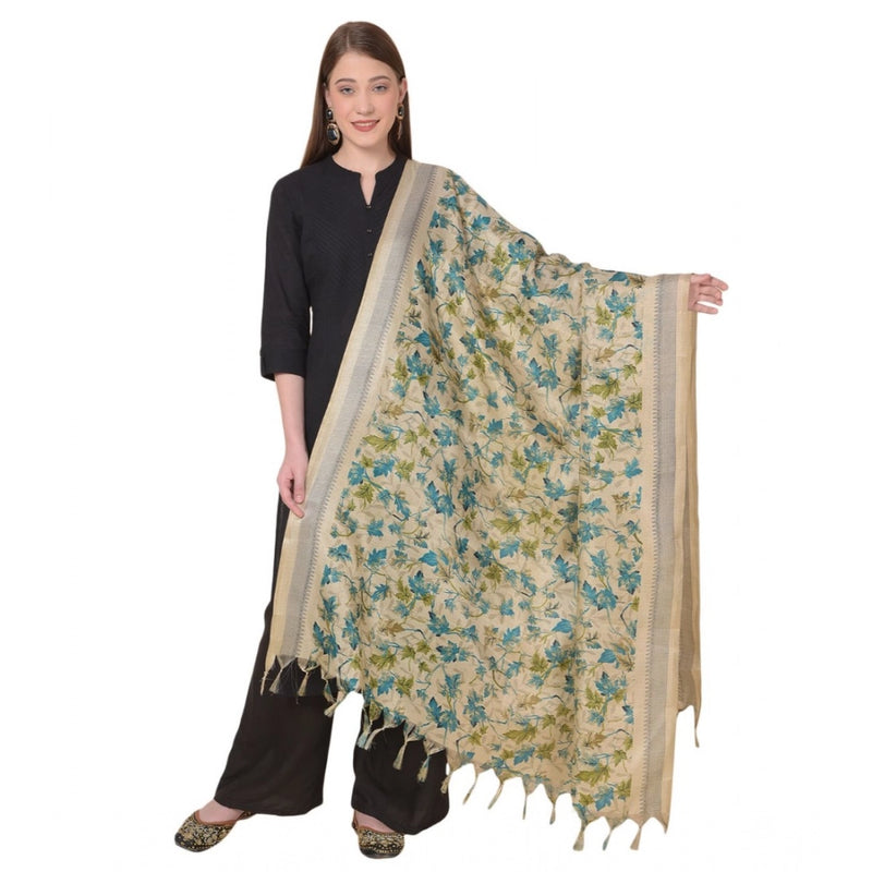 Mayawye Women's Art Silk Printed Dupatta (Gold, Length: 2.25 to 2.50 Mtr)