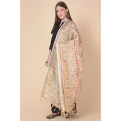 Mayawye Women's Art Silk Printed Dupatta (White, Length: 2.25 to 2.50 Mtr)