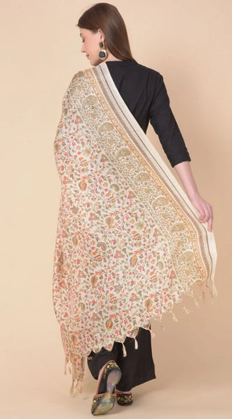Mayawye Women's Art Silk Printed Dupatta (White, Length: 2.25 to 2.50 Mtr)