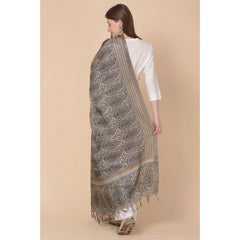 Mayawye Women's Art Silk Printed Dupatta (Grey, Length: 2.25 to 2.50 Mtr)