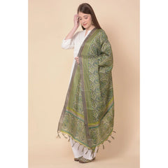 Mayawye Women's Art Silk Printed Dupatta (Green, Length: 2.25 to 2.50 Mtr)