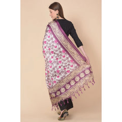 Mayawye Women's Art Silk Printed Dupatta (Purple, Length: 2.25 to 2.50 Mtr)