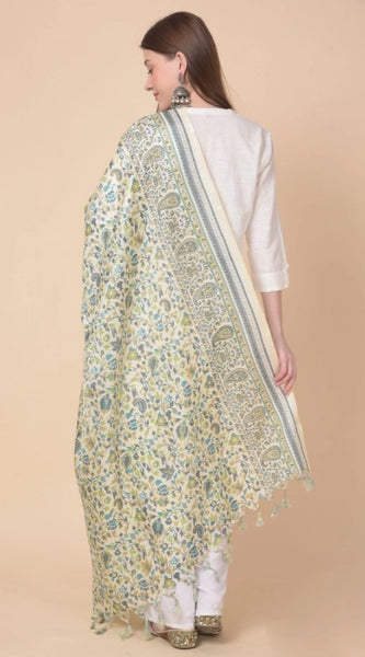 Mayawye Women's Art Silk Printed Dupatta (Off White, Length: 2.25 to 2.50 Mtr)