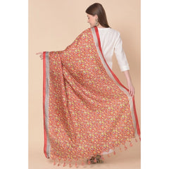 Mayawye Women's Art Silk Printed Dupatta (Red, Length: 2.25 to 2.50 Mtr)