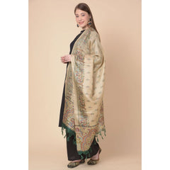 Mayawye Women's Art Silk Printed Dupatta (Gold, Length: 2.25 to 2.50 Mtr)