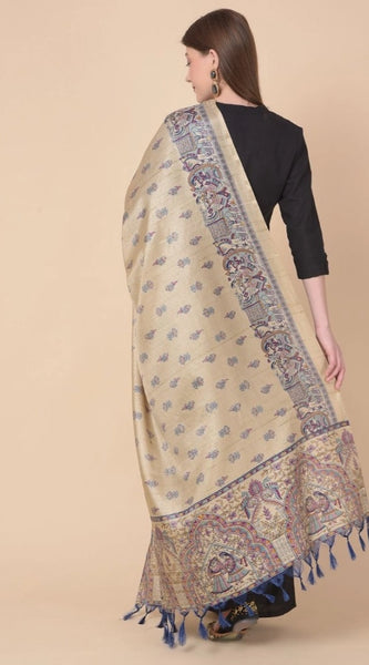 Mayawye Women's Art Silk Printed Dupatta (Gold, Length: 2.25 to 2.50 Mtr)