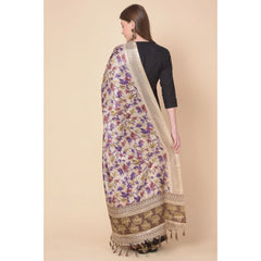 Mayawye Women's Art Silk Printed Dupatta (Gold, Length: 2.25 to 2.50 Mtr)