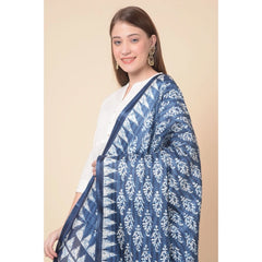 Mayawye Women's Art Silk Printed Dupatta (Blue, Length: 2.25 to 2.50 Mtr)