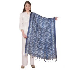 Mayawye Women's Art Silk Printed Dupatta (Blue, Length: 2.25 to 2.50 Mtr)
