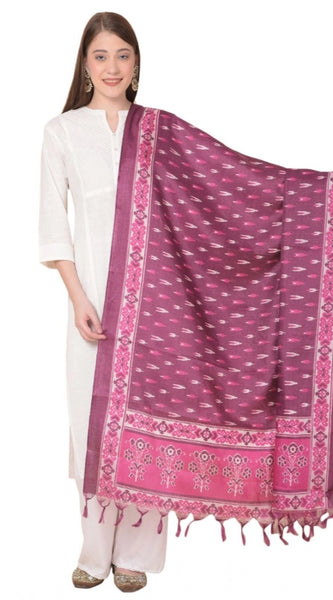 Mayawye Women's Art Silk Printed Dupatta (Purple, Length: 2.25 to 2.50 Mtr)