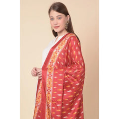 Mayawye Women's Art Silk Printed Dupatta (Red, Length: 2.25 to 2.50 Mtr)