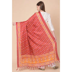 Mayawye Women's Art Silk Printed Dupatta (Red, Length: 2.25 to 2.50 Mtr)