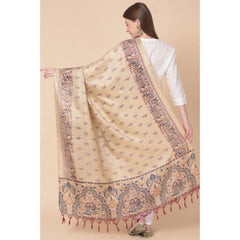 Mayawye Women's Art Silk Printed Dupatta (Gold, Length: 2.25 to 2.50 Mtr)