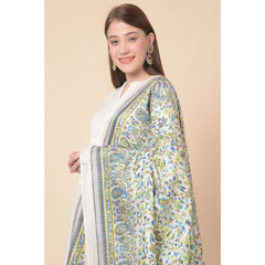 Mayawye Women's Art Silk Printed Dupatta (Grey, Length: 2.25 to 2.50 Mtr)