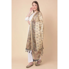 Mayawye Women's Art Silk Printed Dupatta (Gold, Length: 2.25 to 2.50 Mtr)