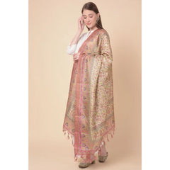 Mayawye Women's Art Silk Printed Dupatta (Pink, Length: 2.25 to 2.50 Mtr)