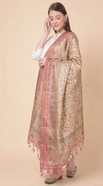 Mayawye Women's Art Silk Printed Dupatta (Pink, Length: 2.25 to 2.50 Mtr)