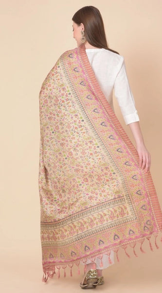 Mayawye Women's Art Silk Printed Dupatta (Pink, Length: 2.25 to 2.50 Mtr)