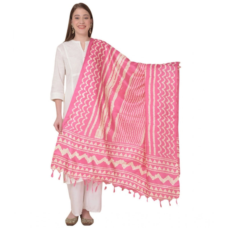 Mayawye Women's Art Silk Printed Dupatta (Pink, Length: 2.25 to 2.50 Mtr)