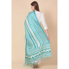 Mayawye Women's Art Silk Printed Dupatta (Turquoise, Length: 2.25 to 2.50 Mtr)