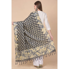 Mayawye Women's Art Silk Printed Dupatta (Black, Length: 2.25 to 2.50 Mtr)
