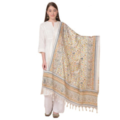 Mayawye Women's Art Silk Printed Dupatta (White, Length: 2.25 to 2.50 Mtr)
