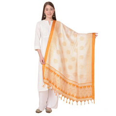 Mayawye Women's Art Silk Printed Dupatta (Orange, Length: 2.25 to 2.50 Mtr)