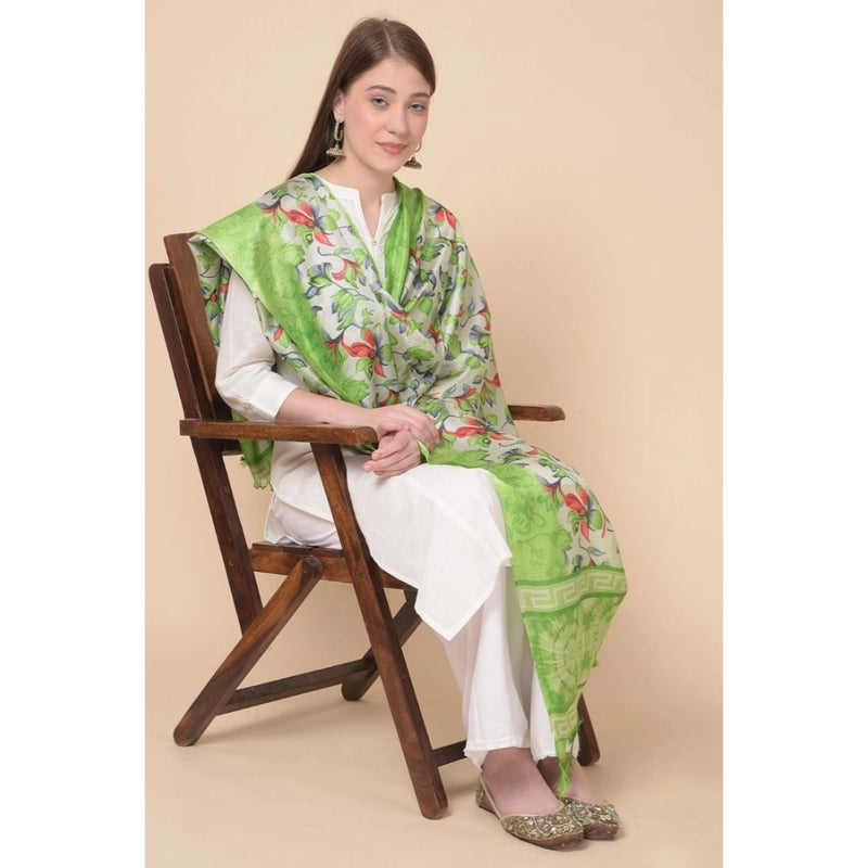 Mayawye Women's Art Silk Printed Dupatta (Light Green, Length: 2.25 to 2.50 Mtr)