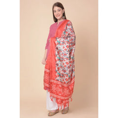 Mayawye Women's Art Silk Printed Dupatta (Red, Length: 2.25 to 2.50 Mtr)